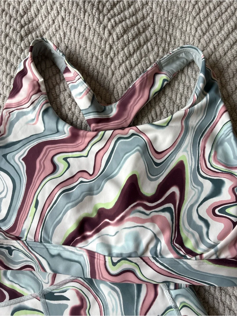 Athleta Marble Swirl Active Set in Sage, Plum, Blush, and Lime - Picture 2 of 3